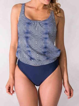 Bomain Green Grafic Bleu Marine Tankini Set