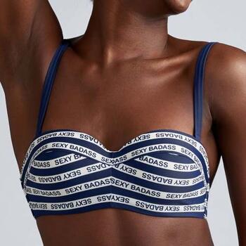 Maillots de bain Marlies Dekkers Sexy Badass Bleu Marine/Blanc Haut de Bikini Préformé