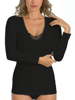 Entex Liesl Noir Thermo T-Shirt pour Femmes