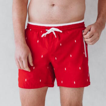 Bomain Basic Rouge/Blanc Maillot de Bain pour Homme