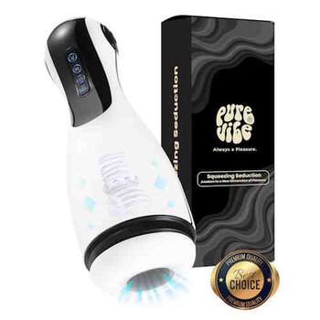 PureVibe Squeezing Seduction Blanc/Noir Masturbateur