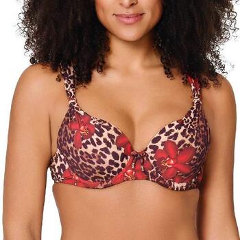 Plage de LingaDore Leopard Flower Rouge Haut de Bikini Préformé