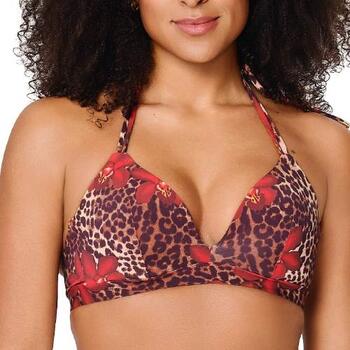 Plage de LingaDore Leopard Flower Rouge Haut de Bikini Préformé