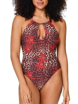 Plage de LingaDore Leopard Flower Rouge Maillot de Bain