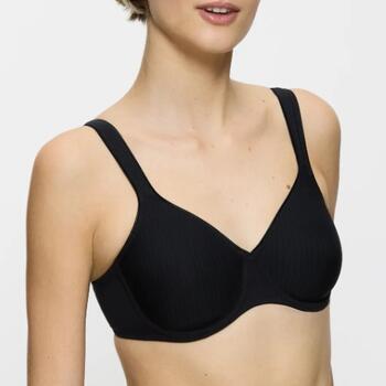 Triomphe Modern Soft+Cotton Noir Soutien-Gorge sans Armatures en Dentelle