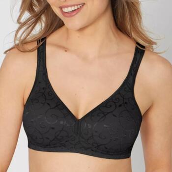 Triomphe Elegant Cotton Noir Soutien-Gorge sans Armatures en Dentelle