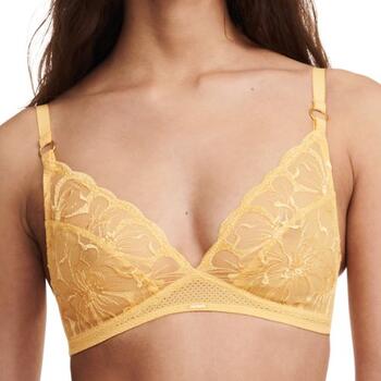 Chantelle Fleurs Jaune Soutien-Gorge sans Armatures en Dentelle