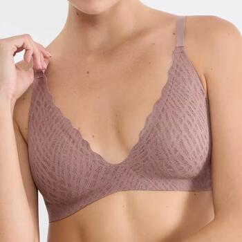 Sloggi Zero Feel Bliss Marron Soutien-Gorge sans Armatures en Dentelle