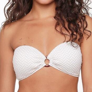 LINGADORE BEACH FISHBONE Ivory/Gold Bandeau Bikini Top