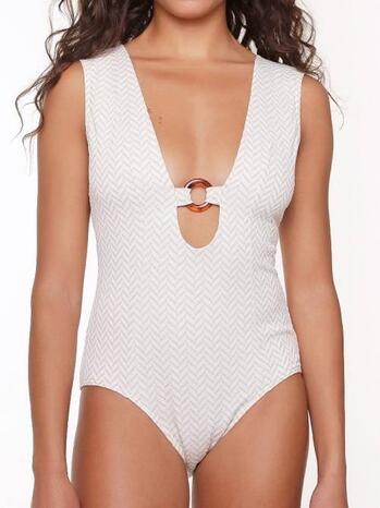 LINGADORE BEACH FISHBONE Ivory/Gold Badingsuit