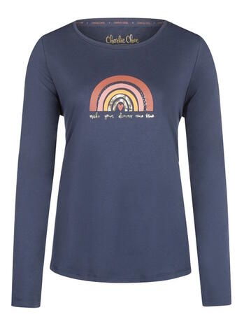 Charlie Choe Wandering Nights Pyjama Shirt Donkerblauw Regenboog