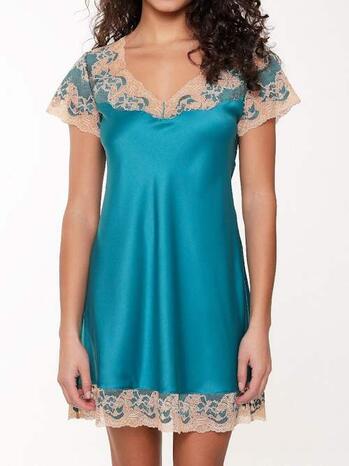 Lingadore Night Turquoise & Sand Turqoise/print Nachthemd