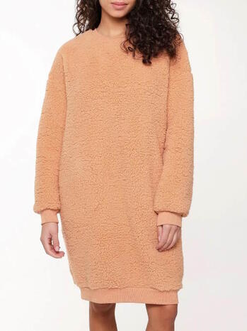  LINGADORE NIGHT FLUFFY Fleece Soft Dress Toast