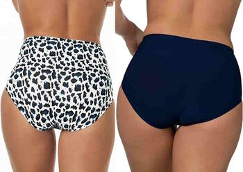 AFTER EDEN BASICS UNLIMITED Navy/Print High Waist Slip 2 pack
