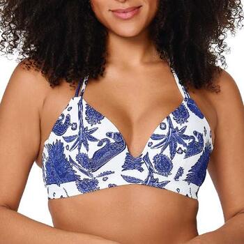 LingaDore Beach Voorgevormde Triangel Bikini top Blue White Print