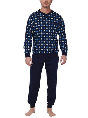 Robson Heren Pyjama with buttons Dark Blue 122252-810-1-520