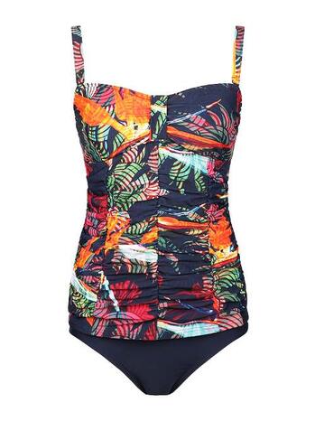 Mila N-paradise Ladies Tankini Strapless With Gathering Navy + Orange