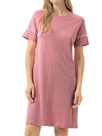 Mey Nachtmode Crochet Dots sleepshirt short sleeve soft rosewood