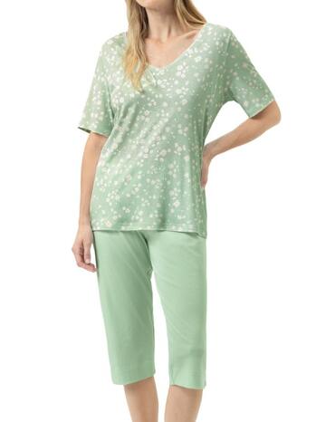 Mey Nachtmode Daisy Delight pyjama capri-short, short sleeve matcha latte