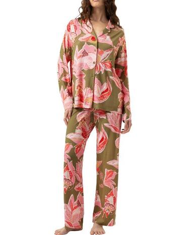Mey Nachtmode Flower Whirl pyjama full length golden fern