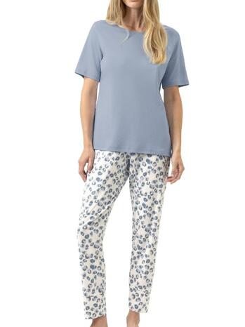 Mey Nachtmode Wild Violets pyjama 7/8 length, short sleeve sleepy blue
