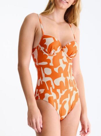 Lisca Swimwear Aswan Badpak Met Voorgevormde Cups Solar Orange