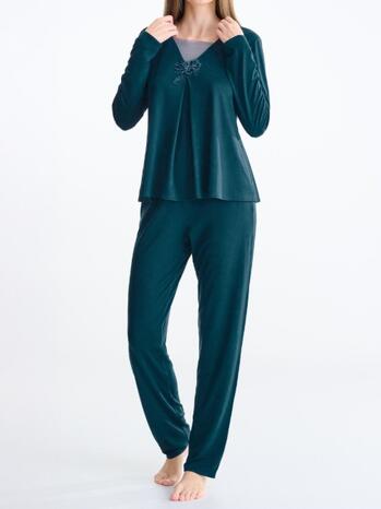Lisca Nachtmode Velvet Luxe Pyjama Met Shirt En Broek Atlantic Deep