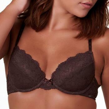 After Eden Padded wire bra in recycled lace Dark Brown