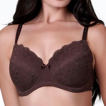 After Eden D-Cup & Up Full Cover bra in lace and mesh, partly recycled Dark Brown