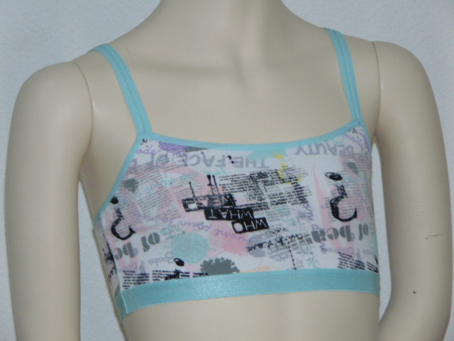 Seins et culottes bouffantes Tekst bleu top spaghetti