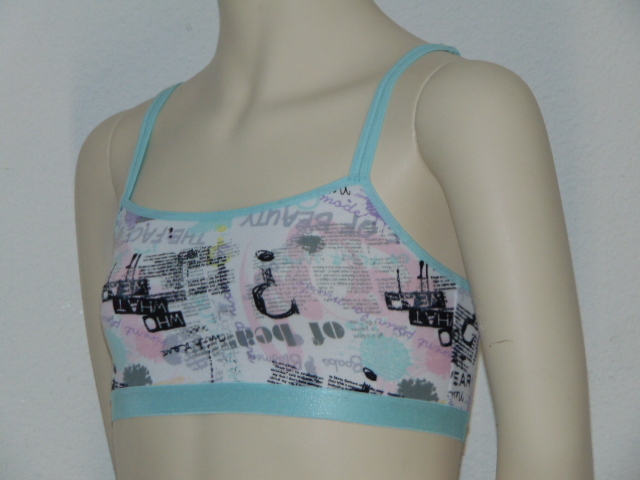 Seins et culottes bouffantes Tekst bleu top spaghetti