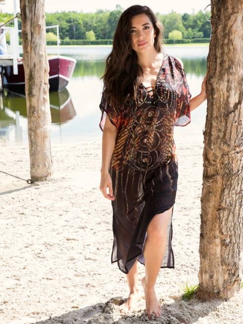 Mila Firewater noir/print vêtement de plage