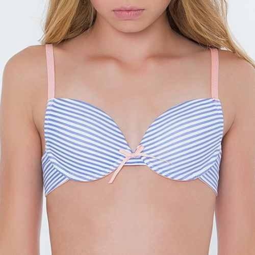 Seins et culottes bouffantes Anny bleu/blanc soutien-gorge pour fille
