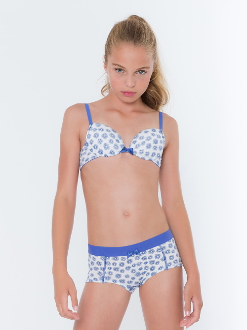 Seins et culottes bouffantes Kate blanc/bleu soutien-gorge pour fille