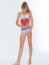 Seins et culottes bouffantes Kate blanc/bleu shortie