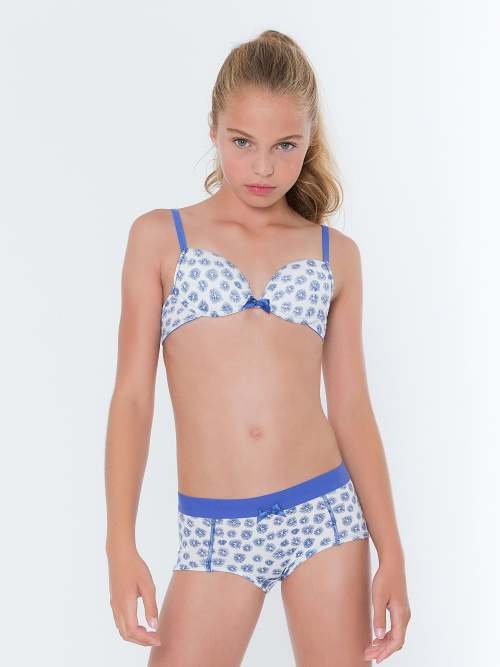 Seins et culottes bouffantes Kate blanc/bleu shortie