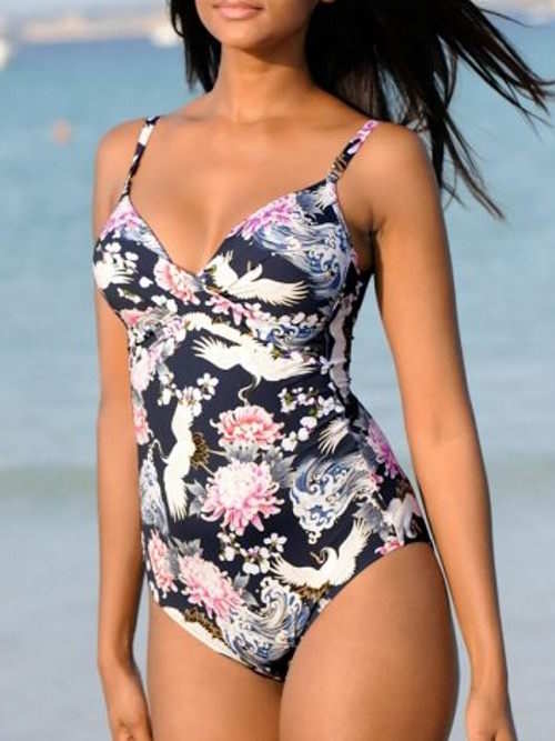 Plage de Rosa Faia Ebony bleu marine/print maillot de bain