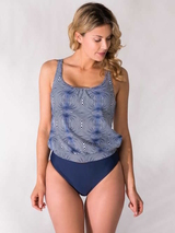 Bomain Green Grafic bleu marine tankini set