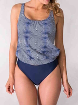 Bomain Green Grafic bleu marine tankini set