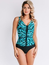 Bomain Green Flower noir tankini set