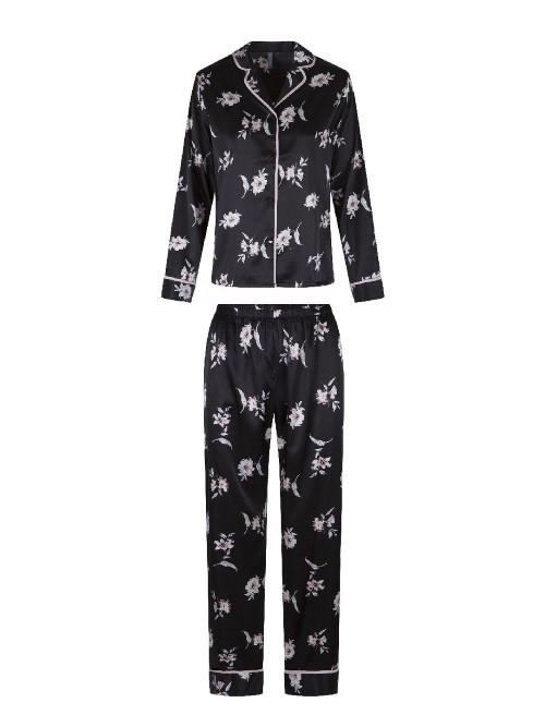 LingaDore Night SATIN noir/print pyjama