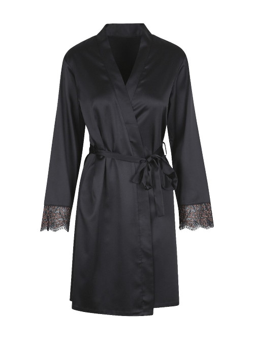 LingaDore Night In love with embroidery noir/cuivre kimono