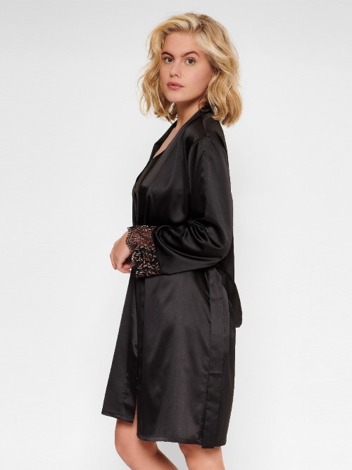 LingaDore Night In love with embroidery noir/cuivre kimono