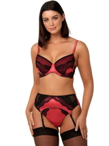 After Eden D-Cup & Up Nikita rouge/noir jarretelles garter belt