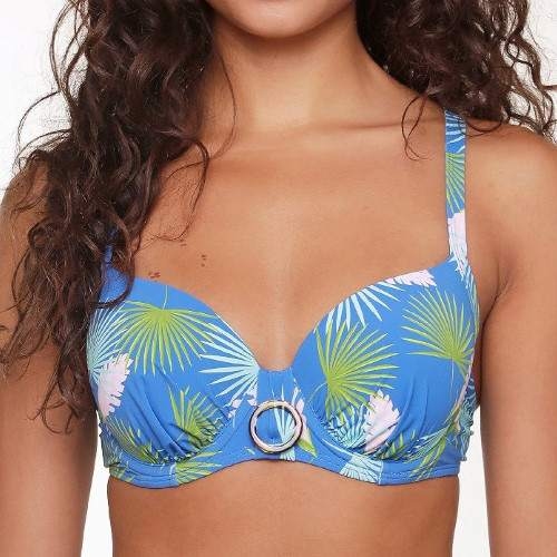 Plage de LingaDore Palm Leaf bleu/print haut de bikini préformé