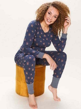 Charlie Choe Wandering Nights bleu marine/print chemise de nuit