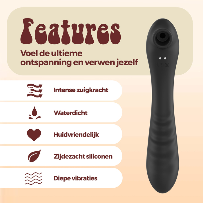PureVibe Vibrating Air-Pulse Massager noir vibromasseur clitoris