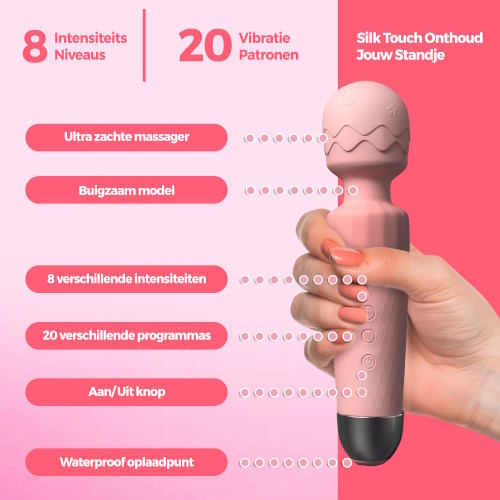 PureVibe SilkTouch rose pastel vibromasseur baguette