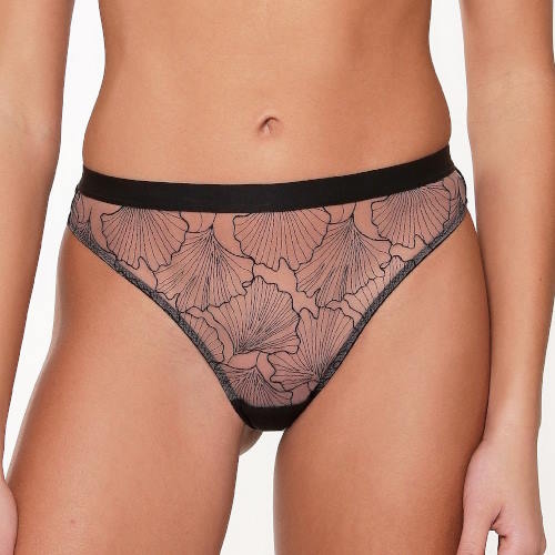 LingaDore Black Flower noir culotte string