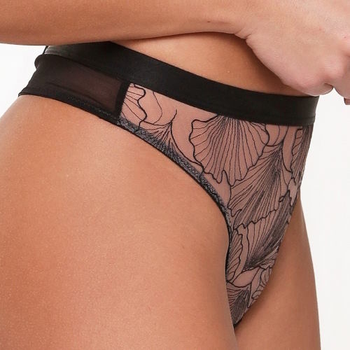 LingaDore Black Flower noir culotte string